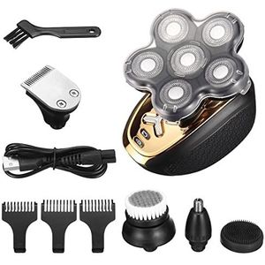Elektrisch scheermes voor mannen, 4D drijvende hoofden elektrisch scheerapparaat USB oplaadbare tondeuse neus oor haar trimmer mannen kaal hoofd scheerapparaat gezichtsreinigingsborstel
