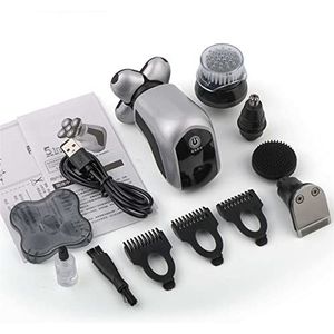 Elektrisch scheermes voor mannen, 5 in 1 5D mannen oplaadbare kale kop elektrisch scheerapparaat 5 drijvende hoofden baard neus oor haar trimmer scheermes tondeuse gezichtsborstel