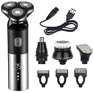 Elektrische Scheermes voor Mannen, 4 in 1 Elektrische Scheerapparaat Oplaadbare Scheermachine voor Mannen Baard Scheermes Nat Droog Dual Gebruik Water Proof Haar Trimmers
