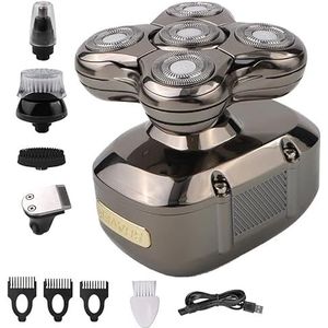 Elektrisch scheermes voor mannen, 5 in 1 mannen scheerapparaat tondeuse nat en droog neus tondeuse gezicht wasmachine oplaadbaar 5 snijkop voor scheren kapsel geschoren mes