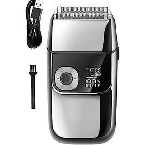 Elektrisch scheermes voor mannen, kapper professioneel baardhaar scheerapparaat mannen elektrisch scheerapparaat oplaadbaar elektrisch scheermes kaal scheermachine (kleur: zilverachtig)
