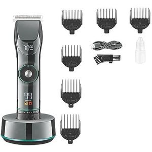 Tondeuse Voor Mannen, Tondeuse Professionele Tondeuse Verstelbare Haar Snijmachine Oplaadbare Verstelbare Snelheid Opladen Base