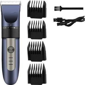 Tondeuse voor mannen, professionele tondeuse heren kapper baard trimmer oplaadbare keramische mes haarsnijmachine geluidsarm volwassen kind kapsel (kleur: blauw)