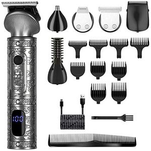 JQUAL Tondeuse voor mannen, baardtrimmerset voor mannen, professionele tondeuse, T-bladen, tondeuse, neustrimmer, baardhaar, scheerapparaat, neustrimmer