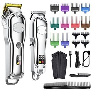 Tondeuse voor mannen, professionele haarsnijder Mans tondeuse set elektrische draadloze tondeuse voor kapper 2 machines met 10 geleidekammen
