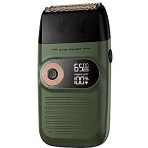 Elektrisch scheermes voor mannen, oplaadbaar draadloos elektrisch scheerapparaat voor mannen met LCD dubbel mes scheermes gezichtsverzorging kappersschaar klein scheermes (kleur: groen)