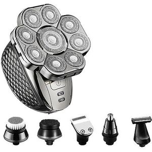 Elektrisch Scheermes voor Heren, 6 In 1 9D Scheerapparaat Voor Mannen 9 Cutter Drijvende Hoofd Waterdichte Elektrische Scheermes Multifunctionele Scheerapparaten USB Charge Trimmer Mannen Grooming Kit