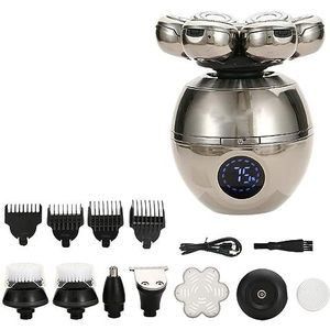 Elektrisch Scheermes voor mannen, 5 In 1 7D Elektrisch Scheerapparaat Oplaadbaar Kaal Scheerapparaat Waterdicht Roterend Scheermes Baard Trimmer Neus Haar Trimmer Scheerapparaat Set Voor Mannen