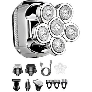 Elektrisch scheermes voor mannen, 5 in 1 elektrische scheermessen voor mannen multifunctionele kale kop scheerapparaat draadloze verzorging kit waterdicht elektrisch scheerapparaat