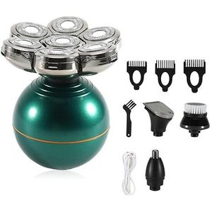 Elektrisch scheermes voor heren, 4-in-1 scheerapparaat voor mannen 7D onafhankelijk 7 snijder drijvende kop waterdicht elektrisch scheermes multifunctionele USB laadtrimmer voor mannen (kleur: groen)