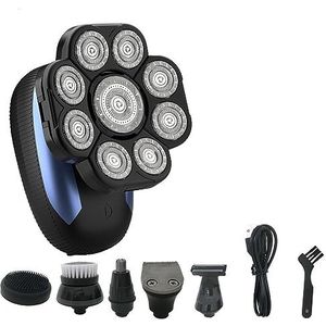 Elektrisch Scheermes voor Mannen, 6 IN 1 Elektrische Scheerapparaten Voor Kale Mannen Scheermes Verbeterde 9D Drijvende Cutter Grooming Hoofd Scheerapparaat Nat En Droog Draadloze Trimmer