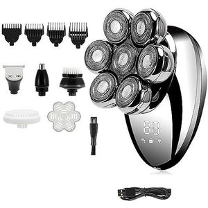 Elektrisch scheermes voor mannen, 5 in 1 scheerapparaat voor mannen 7D onafhankelijk 7 snijder drijvende kop oplaadbare waterdichte elektrische scheermes multifunctionele trimmer voor mannen (kleur: