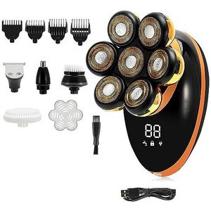 Elektrisch scheermes voor mannen, 5 in 1 scheerapparaat voor mannen 7D onafhankelijk 7 snijder drijvende kop oplaadbare waterdichte elektrische scheermes multifunctionele trimmer voor mannen (kleur: