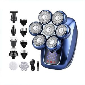Elektrische Scheermes voor Mannen, 6 in 1 Elektrische Scheerapparaat voor Mannen Professionele Multifunctionele Tondeuse 7D Drijvende Cutter Hoofd Mannen Scheren Machine