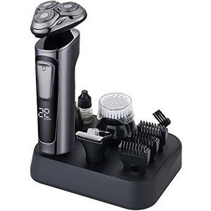 Elektrisch Scheermes voor Mannen, Multifunctioneel 4D Elektrisch Scheerapparaat voor Mannen Grooming Kit Scheermachine USB Opladen Nat & Droog Waterdicht Lcd-scherm Gezichtsverzorging