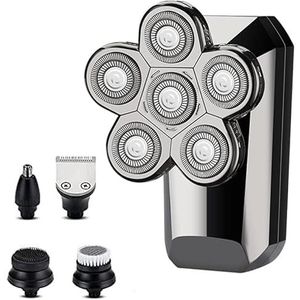 Elektrische Scheermes voor mannen, Mannen Elektrische Scheermes Nat en Droog Kaal Hoofd Scheerapparaat voor Mannen 5 in 1 Grooming Kit Drijvende Hoofd Baard Neus en Oor Haar Trimmer Scheermes