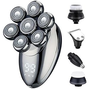 Elektrische Scheermes voor Mannen, 5 in 1 Elektrische Scheerapparaat voor Mannen 7D Drijvende Cutter Hoofd USB Oplaadbare Roterende Scheerapparaat Smart Multifunctionele Grooming Kit