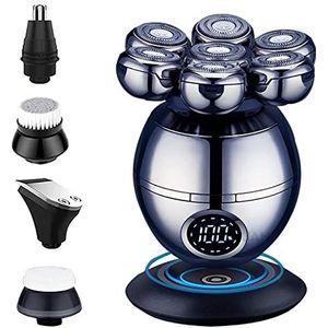 Elektrisch scheerapparaat voor mannen, 7D elektrisch scheerapparaat voor mannen, onafhankelijk 7 frees, drijvende kop, waterdicht, elektrisch scheermes, multifunctionele trimmer met lcd-scherm