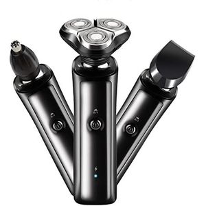 Elektrische Scheermes Voor Mannen, 3 in 1 Elektrische Scheerapparaat Scheermes Voor Mannen Scheren Machine 4D Smart Mannelijke Oplaadbare Drie-Hoofd Neus Haar Trimmer Kit