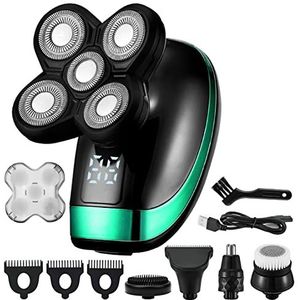 Elektrisch scheermes voor mannen, 5-in-1 oplaadbaar elektrisch scheerapparaat vijf drijvende hoofden scheermessen haartondeuse neus oor haartrimmer mannen gezichtsreinigingsborsteldoos (kleur: Pro met