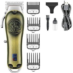 Tondeuse voor mannen, tondeuse professionele tondeuse oplaadbare haarsnijmachine draadloze metalen verstelbare tondeuse voor mannen