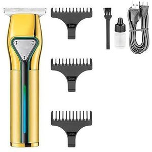 Tondeuse voor mannen, trimmer professionele tondeuse draadloze tondeuse haarsnijmachine 0 mm snijden scheerapparaat baardtrimmer voor mannen (kleur: goud met doos)