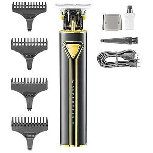 Tondeuse voor mannen, tondeuse T9 tondeuse professionele haarsnijmachine elektrische baardtrimmer metalen draadloze trimmer voor mannen (kleur: goud)