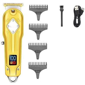 Tondeuse voor mannen, oplaadbare professionele tondeuse tondeuse voor mannen scheerapparaat haarsnijmachine kappersaccessoires gesneden machine baard (kleur: goud met doos)