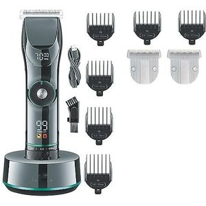 Tondeuse voor mannen, professionele tondeuse heren kapper baard trimmer draadloze oplaadbare haarsnijmachine elektrische tondeuses voor mannen (kleur: met doos voeg 2 mes)