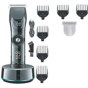 Tondeuse voor mannen, professionele tondeuse heren kapper baard trimmer draadloze oplaadbare haarsnijmachine elektrische tondeuses voor mannen (kleur: met doos voeg 1 mes)