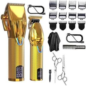 JQUAL Tondeuse voor mannen, 2-in-1 professionele tondeuse en trimmer, goud