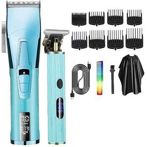 Tondeuse voor mannen, 2 stuks tondeuse voor mannen scheerapparaat professionele tondeuse kapper heren kapper baardtrimmer oplaadbare haarsnijmachine (kleur: blauw)