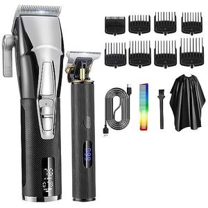 Tondeuse voor mannen, 2 stuks tondeuse voor mannen scheerapparaat professionele tondeuse kapper heren kapper baardtrimmer oplaadbare haarsnijmachine (kleur: zwart)