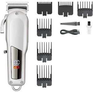 Tondeuse voor mannen, tondeuse professionele tondeuse verstelbare kapselmachine draadloze tondeuse oplaadbare kapperstrimmer voor mannen (kleur: zilver)