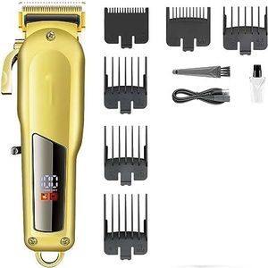 Tondeuse voor mannen, tondeuse professionele tondeuse verstelbare kapselmachine draadloze tondeuse oplaadbare kapperstrimmer voor mannen (kleur: goud)