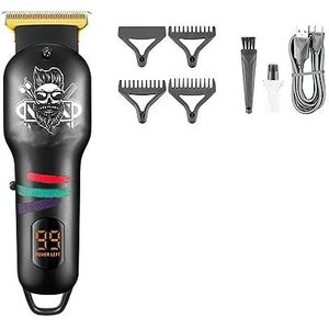 Tondeuse voor mannen, professionele tondeuse tondeuse set LED-display titanium gecoat mes haarsnijmachine oplaadbaar (kleur: V-971 zwart)
