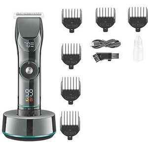 Tondeuse voor mannen, verstelbare tondeuse voor mannen, draadloze tondeuse elektrische kapper LED-displaytrimmer voor mannen met basis