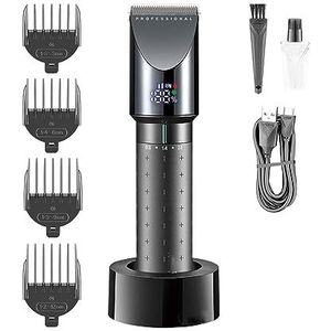 Tondeuse voor mannen, tondeuse professionele tondeuse haarsnijmachine draadloze kapper oplaadbare trimmer voor mannen LED-display (kleur: groen met doos)