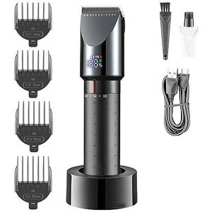 Tondeuse voor mannen, tondeuse professionele tondeuse haarsnijmachine draadloze kapper oplaadbare trimmer voor mannen LED-display (kleur: rood met doos)