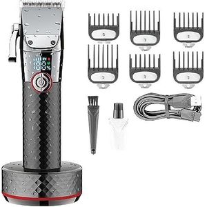 Tondeuse voor mannen, tondeuse tondeuse professionele haarsnijmachine draadloze kapper oplaadbaar verstelbaar met oplaadbasis (kleur: rood met doos)