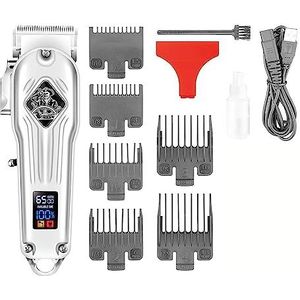 Tondeuse voor mannen, tondeuse professionele tondeuse verstelbare kapselmachine draadloze haarsnijmachine kapperstrimmer voor mannen (kleur: zilver met doos)