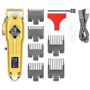 Tondeuse voor mannen, tondeuse professionele tondeuse verstelbare kapselmachine draadloze haarsnijmachine kapperstrimmer voor mannen (kleur: goud met doos)