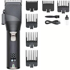Tondeuse voor mannen, tondeuse machine oplaadbare tondeuse professionele tondeuse elektrische kapselmachine draadloze trimmer voor mannen (kleur: zwart met doos)