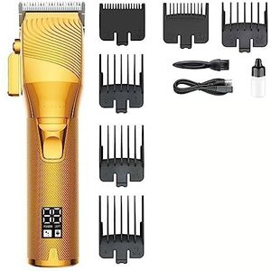 Tondeuse voor mannen, tondeuse machine oplaadbare tondeuse professionele tondeuse elektrische kapselmachine draadloze trimmer voor mannen (kleur: goud met doos)