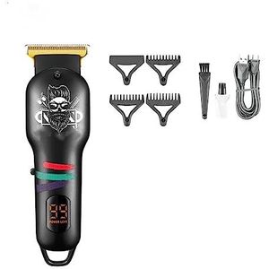 Tondeuse voor mannen, tondeuse draadloze haarsnijmachine professionele kapper verstelbare tondeuse digitale display tondeuse voor mannen - (kleur: zwart met doos-01)