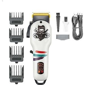 Tondeuse voor mannen, tondeuse draadloze haarsnijmachine professionele kapper verstelbare tondeuse digitale display tondeuse voor mannen - (kleur: wit met doos)