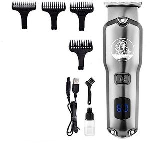 Tondeuse voor mannen, haarsnijmachine elektrische tondeuse draadloze tondeuse kapperssnijders snijder kapsel machine trimmer voor mannen (kleur: zilver met doos)