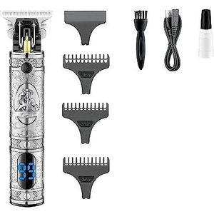Tondeuse voor mannen, tondeuse elektrische tondeuse draadloze haarsnijmachine oplaadbare professionele metalen nulsnijmachine (kleur: zilver met doos)