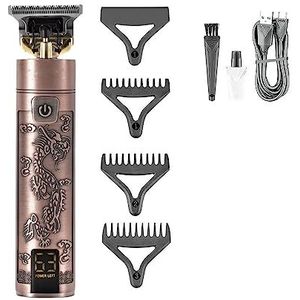 Tondeuse voor mannen, haarsnijmachine T9 tondeuse professionele tondeuse oplaadbare kapper digitale displaytrimmer voor mannen (kleur: rood met doos)