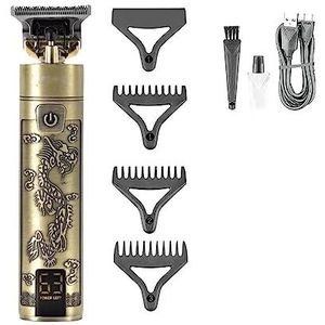 Tondeuse voor mannen, haarsnijmachine T9 tondeuse professionele tondeuse oplaadbare kapper digitale displaytrimmer voor mannen (kleur: brons met doos)